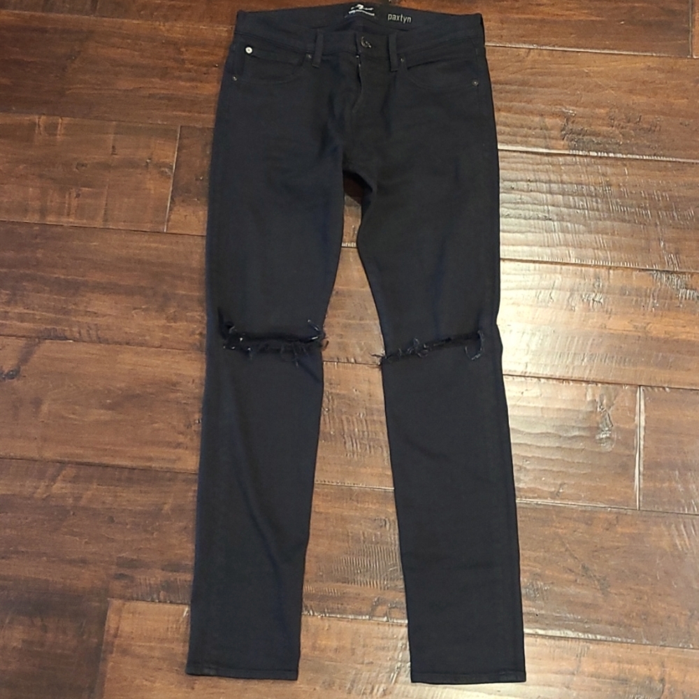 7 For All Mankind Men's Paxtyn Luxe Performance Jeans Sze 31 Black SPRING
